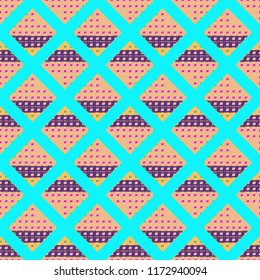 Abstract background multicolored geometric grid seamless cube.