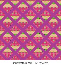 Abstract background multicolored geometric grid seamless cube.