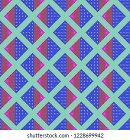 Abstract background multicolored geometric grid seamless cube.