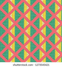 Abstract background multicolored geometric grid seamless cube.