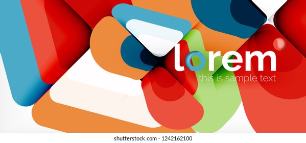 Fondo abstracto - formas geométricas multicolores diseño moderno. Plantilla de diseño abstracto de moda para presentación de negocios o tecnología o portada de folletos web, fondo de pantalla. Ilustración del vector