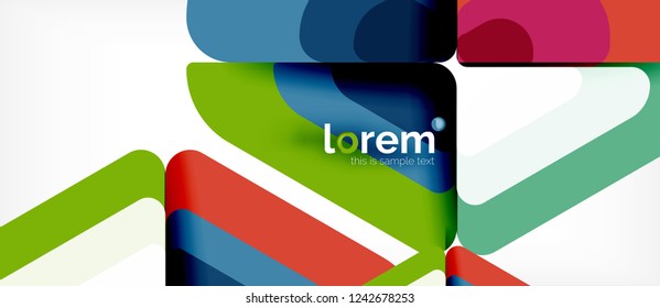 Fondo abstracto - formas geométricas multicolores diseño moderno. Plantilla de diseño abstracto de moda para presentación de negocios o tecnología o portada de folletos web, fondo de pantalla. Ilustración del vector