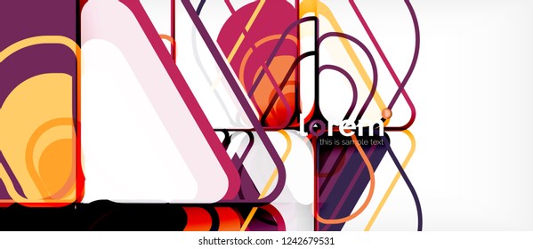 Fondo abstracto - formas geométricas multicolores diseño moderno. Plantilla de diseño abstracto de moda para presentación de negocios o tecnología o portada de folletos web, fondo de pantalla. Ilustración del vector