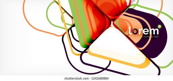 Fondo abstracto - formas geométricas multicolores diseño moderno. Plantilla de diseño abstracto de moda para presentación de negocios o tecnología o portada de folletos web, fondo de pantalla. Ilustración del vector