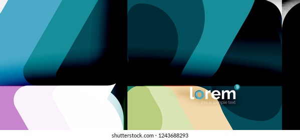 Abstrakter Hintergrund - mehrfarbige geometrische Formen, modernes Design. Trendy abstrakte Layout-Vorlage für Geschäfts- oder Technologiepräsentation oder Web-Broschüre Titelbild, Bildschirmhintergrund. Vektorgrafik