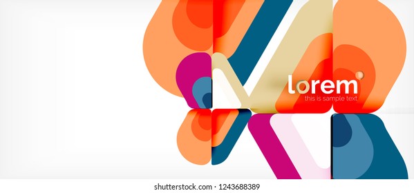 Fondo abstracto - formas geométricas multicolores diseño moderno. Plantilla de diseño abstracto de moda para presentación de negocios o tecnología o portada de folletos web, fondo de pantalla. Ilustración del vector