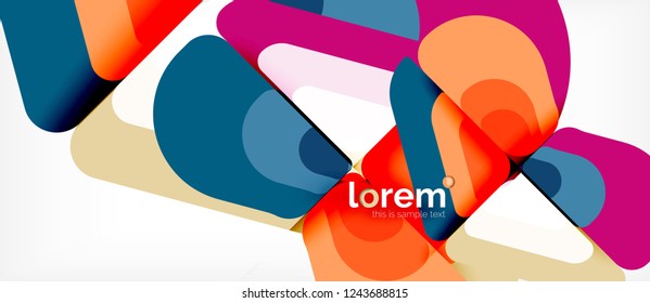 Abstrakter Hintergrund - mehrfarbige geometrische Formen, modernes Design. Trendy abstrakte Layout-Vorlage für Geschäfts- oder Technologiepräsentation oder Web-Broschüre Titelbild, Bildschirmhintergrund. Vektorgrafik