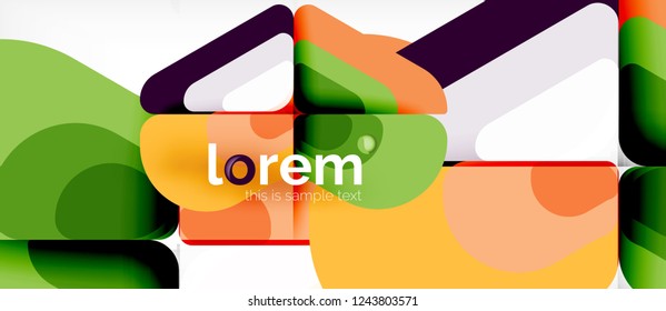 Fondo abstracto - formas geométricas multicolores diseño moderno. Plantilla de diseño abstracto de moda para presentación de negocios o tecnología o portada de folletos web, fondo de pantalla. Ilustración del vector