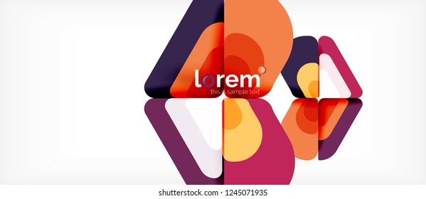 Fondo abstracto - formas geométricas multicolores diseño moderno. Plantilla de diseño abstracto de moda para presentación de negocios o tecnología o portada de folletos web, fondo de pantalla. Ilustración del vector