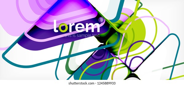Fondo abstracto - formas geométricas multicolores diseño moderno. Plantilla de diseño abstracto de moda para presentación de negocios o tecnología o portada de folletos web, fondo de pantalla. Ilustración del vector
