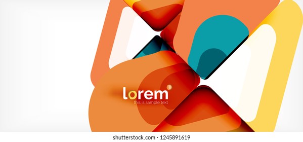 Fondo abstracto - formas geométricas multicolores diseño moderno. Plantilla de diseño abstracto de moda para presentación de negocios o tecnología o portada de folletos web, fondo de pantalla. Ilustración del vector