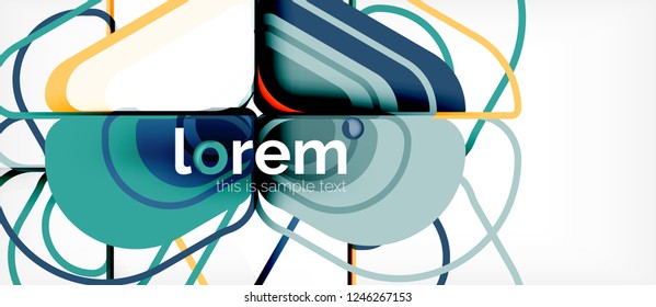 Fondo abstracto - formas geométricas multicolores diseño moderno. Plantilla de diseño abstracto de moda para presentación de negocios o tecnología o portada de folletos web, fondo de pantalla. Ilustración del vector