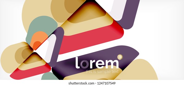 Fondo abstracto - formas geométricas multicolores diseño moderno. Plantilla de diseño abstracto de moda para presentación de negocios o tecnología o portada de folletos web, fondo de pantalla. Ilustración del vector
