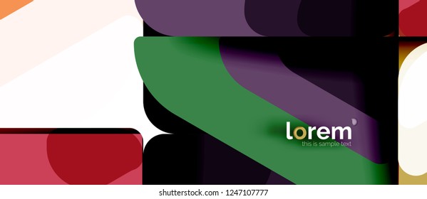 Fondo abstracto - formas geométricas multicolores diseño moderno. Plantilla de diseño abstracto de moda para presentación de negocios o tecnología o portada de folletos web, fondo de pantalla. Ilustración del vector