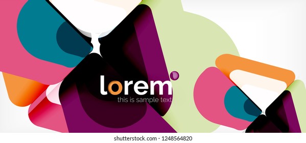 Fondo abstracto - formas geométricas multicolores diseño moderno. Plantilla de diseño abstracto de moda para presentación de negocios o tecnología o portada de folletos web, fondo de pantalla. Ilustración del vector