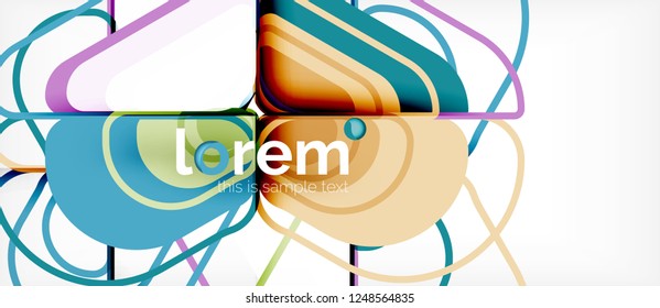 Fondo abstracto - formas geométricas multicolores diseño moderno. Plantilla de diseño abstracto de moda para presentación de negocios o tecnología o portada de folletos web, fondo de pantalla. Ilustración del vector