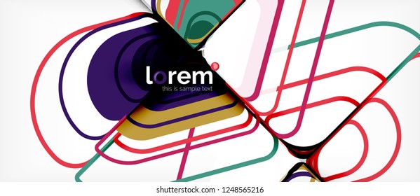 Fondo abstracto - formas geométricas multicolores diseño moderno. Plantilla de diseño abstracto de moda para presentación de negocios o tecnología o portada de folletos web, fondo de pantalla. Ilustración del vector