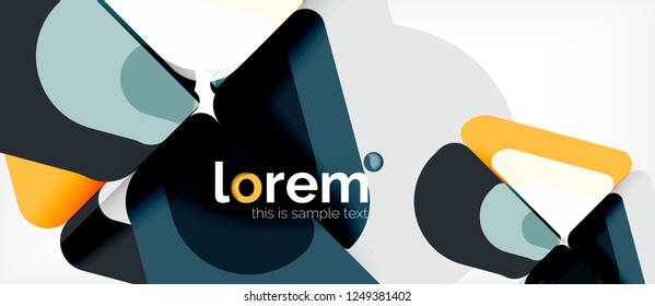 Fondo abstracto - formas geométricas multicolores diseño moderno. Plantilla de diseño abstracto de moda para presentación de negocios o tecnología o portada de folletos web, fondo de pantalla. Ilustración del vector