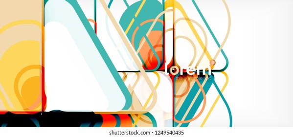 Abstrakter Hintergrund - mehrfarbige geometrische Formen, modernes Design. Trendy abstrakte Layout-Vorlage für Geschäfts- oder Technologiepräsentation oder Web-Broschüre Titelbild, Bildschirmhintergrund. Vektorgrafik