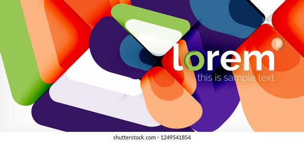 Fondo abstracto - formas geométricas multicolores diseño moderno. Plantilla de diseño abstracto de moda para presentación de negocios o tecnología o portada de folletos web, fondo de pantalla. Ilustración del vector