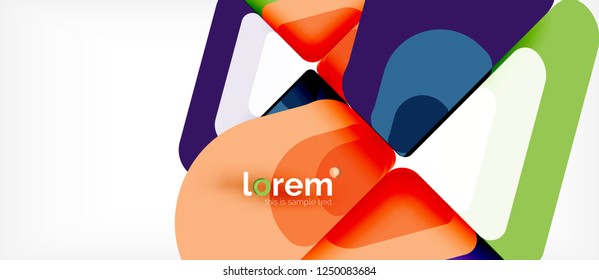 Fondo abstracto - formas geométricas multicolores diseño moderno. Plantilla de diseño abstracto de moda para presentación de negocios o tecnología o portada de folletos web, fondo de pantalla. Ilustración del vector