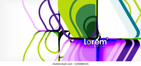 Abstrakter Hintergrund - mehrfarbige geometrische Formen, modernes Design. Trendy abstrakte Layout-Vorlage für Geschäfts- oder Technologiepräsentation oder Web-Broschüre Titelbild, Bildschirmhintergrund. Vektorgrafik