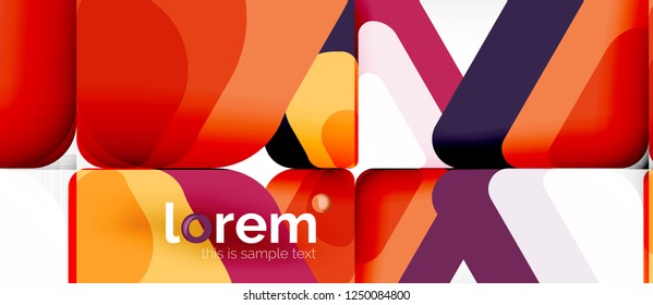 Fondo abstracto - formas geométricas multicolores diseño moderno. Plantilla de diseño abstracto de moda para presentación de negocios o tecnología o portada de folletos web, fondo de pantalla. Ilustración del vector