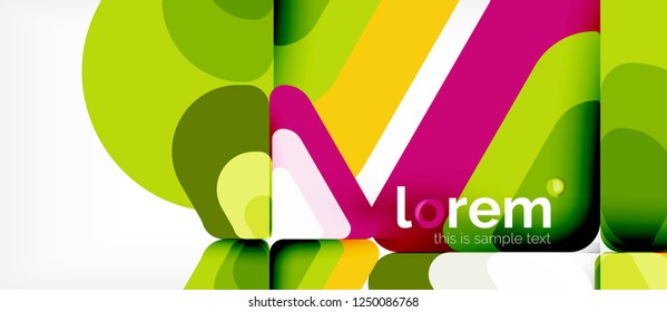 Fondo abstracto - formas geométricas multicolores diseño moderno. Plantilla de diseño abstracto de moda para presentación de negocios o tecnología o portada de folletos web, fondo de pantalla. Ilustración del vector