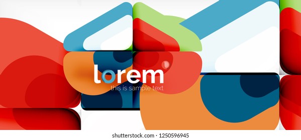 Fondo abstracto - formas geométricas multicolores diseño moderno. Plantilla de diseño abstracto de moda para presentación de negocios o tecnología o portada de folletos web, fondo de pantalla. Ilustración del vector