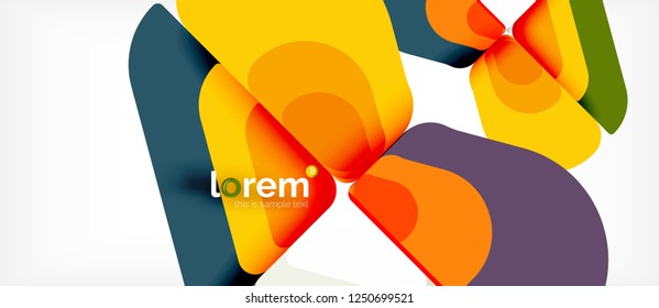 Fondo abstracto - formas geométricas multicolores diseño moderno. Plantilla de diseño abstracto de moda para presentación de negocios o tecnología o portada de folletos web, fondo de pantalla. Ilustración del vector