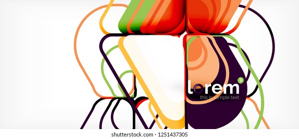 Fondo abstracto - formas geométricas multicolores diseño moderno. Plantilla de diseño abstracto de moda para presentación de negocios o tecnología o portada de folletos web, fondo de pantalla. Ilustración del vector