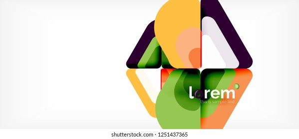 Fondo abstracto - formas geométricas multicolores diseño moderno. Plantilla de diseño abstracto de moda para presentación de negocios o tecnología o portada de folletos web, fondo de pantalla. Ilustración del vector