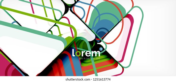 Fondo abstracto - formas geométricas multicolores diseño moderno. Plantilla de diseño abstracto de moda para presentación de negocios o tecnología o portada de folletos web, fondo de pantalla. Ilustración del vector