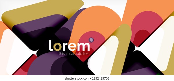 Abstrakter Hintergrund - mehrfarbige geometrische Formen, modernes Design. Trendy abstrakte Layout-Vorlage für Geschäfts- oder Technologiepräsentation oder Web-Broschüre Titelbild, Bildschirmhintergrund. Vektorgrafik