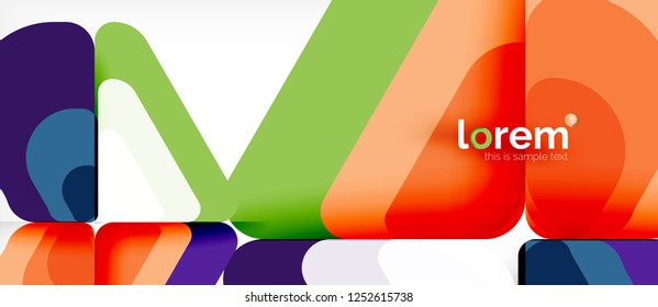 Fondo abstracto - formas geométricas multicolores diseño moderno. Plantilla de diseño abstracto de moda para presentación de negocios o tecnología o portada de folletos web, fondo de pantalla. Ilustración del vector