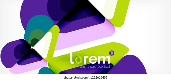 Fondo abstracto - formas geométricas multicolores diseño moderno. Plantilla de diseño abstracto de moda para presentación de negocios o tecnología o portada de folletos web, fondo de pantalla. Ilustración del vector