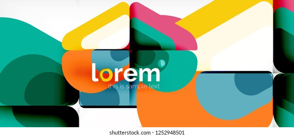 Abstrakter Hintergrund - mehrfarbige geometrische Formen, modernes Design. Trendy abstrakte Layout-Vorlage für Geschäfts- oder Technologiepräsentation oder Web-Broschüre Titelbild, Bildschirmhintergrund. Vektorgrafik