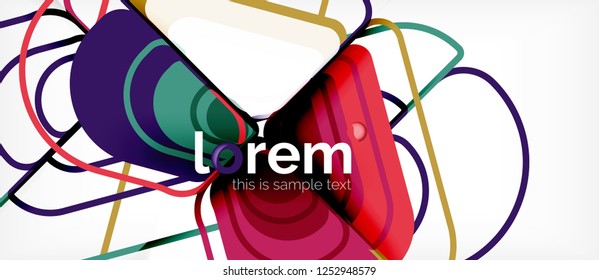 Fondo abstracto - formas geométricas multicolores diseño moderno. Plantilla de diseño abstracto de moda para presentación de negocios o tecnología o portada de folletos web, fondo de pantalla. Ilustración del vector