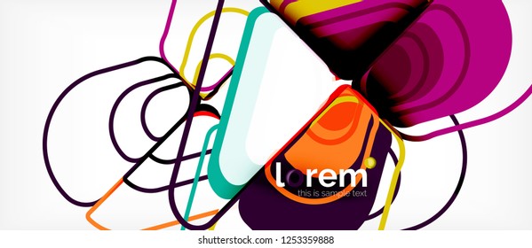 Abstrakter Hintergrund - mehrfarbige geometrische Formen, modernes Design. Trendy abstrakte Layout-Vorlage für Geschäfts- oder Technologiepräsentation oder Web-Broschüre Titelbild, Bildschirmhintergrund. Vektorgrafik