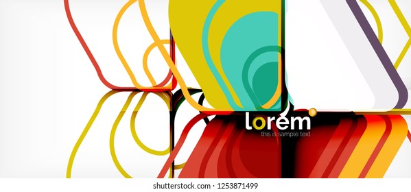 Abstrakter Hintergrund - mehrfarbige geometrische Formen, modernes Design. Trendy abstrakte Layout-Vorlage für Geschäfts- oder Technologiepräsentation oder Web-Broschüre Titelbild, Bildschirmhintergrund. Vektorgrafik