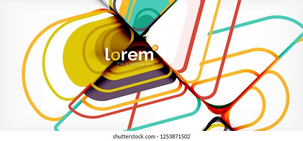 Fondo abstracto - formas geométricas multicolores diseño moderno. Plantilla de diseño abstracto de moda para presentación de negocios o tecnología o portada de folletos web, fondo de pantalla. Ilustración del vector
