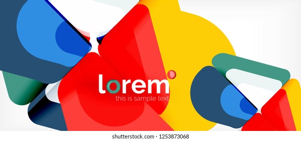 Fondo abstracto - formas geométricas multicolores diseño moderno. Plantilla de diseño abstracto de moda para presentación de negocios o tecnología o portada de folletos web, fondo de pantalla. Ilustración del vector