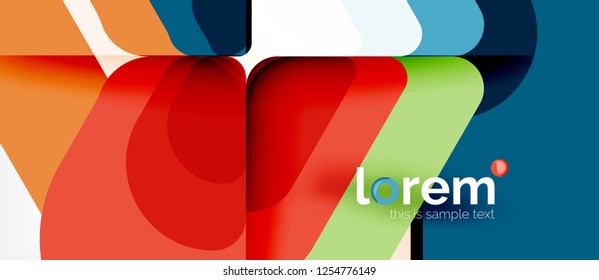 Fondo abstracto - formas geométricas multicolores diseño moderno. Plantilla de diseño abstracto de moda para presentación de negocios o tecnología o portada de folletos web, fondo de pantalla. Ilustración del vector