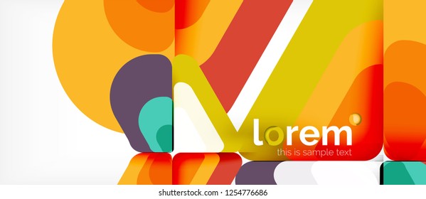 Fondo abstracto - formas geométricas multicolores diseño moderno. Plantilla de diseño abstracto de moda para presentación de negocios o tecnología o portada de folletos web, fondo de pantalla. Ilustración del vector