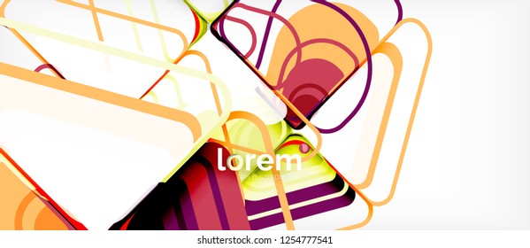 Fondo abstracto - formas geométricas multicolores diseño moderno. Plantilla de diseño abstracto de moda para presentación de negocios o tecnología o portada de folletos web, fondo de pantalla. Ilustración del vector