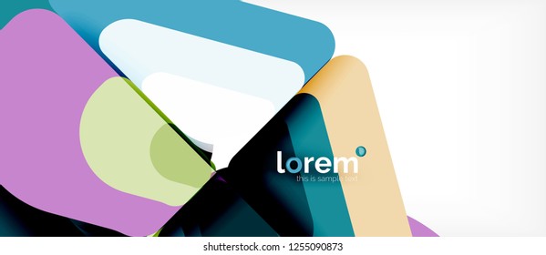 Fondo abstracto - formas geométricas multicolores diseño moderno. Plantilla de diseño abstracto de moda para presentación de negocios o tecnología o portada de folletos web, fondo de pantalla. Ilustración del vector