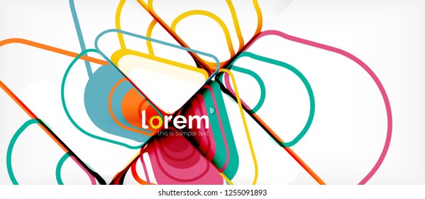 Abstrakter Hintergrund - mehrfarbige geometrische Formen, modernes Design. Trendy abstrakte Layout-Vorlage für Geschäfts- oder Technologiepräsentation oder Web-Broschüre Titelbild, Bildschirmhintergrund. Vektorgrafik