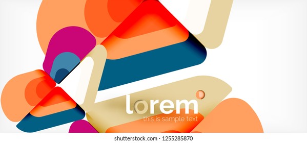 Fondo abstracto - formas geométricas multicolores diseño moderno. Plantilla de diseño abstracto de moda para presentación de negocios o tecnología o portada de folletos web, fondo de pantalla. Ilustración del vector