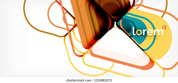 Abstrakter Hintergrund - mehrfarbige geometrische Formen, modernes Design. Trendy abstrakte Layout-Vorlage für Geschäfts- oder Technologiepräsentation oder Web-Broschüre Titelbild, Bildschirmhintergrund. Vektorgrafik
