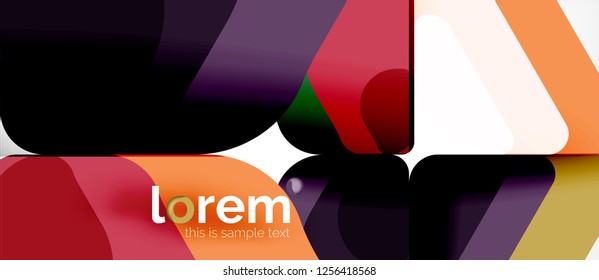 Fondo abstracto - formas geométricas multicolores diseño moderno. Plantilla de diseño abstracto de moda para presentación de negocios o tecnología o portada de folletos web, fondo de pantalla. Ilustración del vector